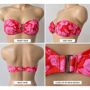 Wild Fable Orange Pink Floral O-Ring Bandeau Bikini Top XL